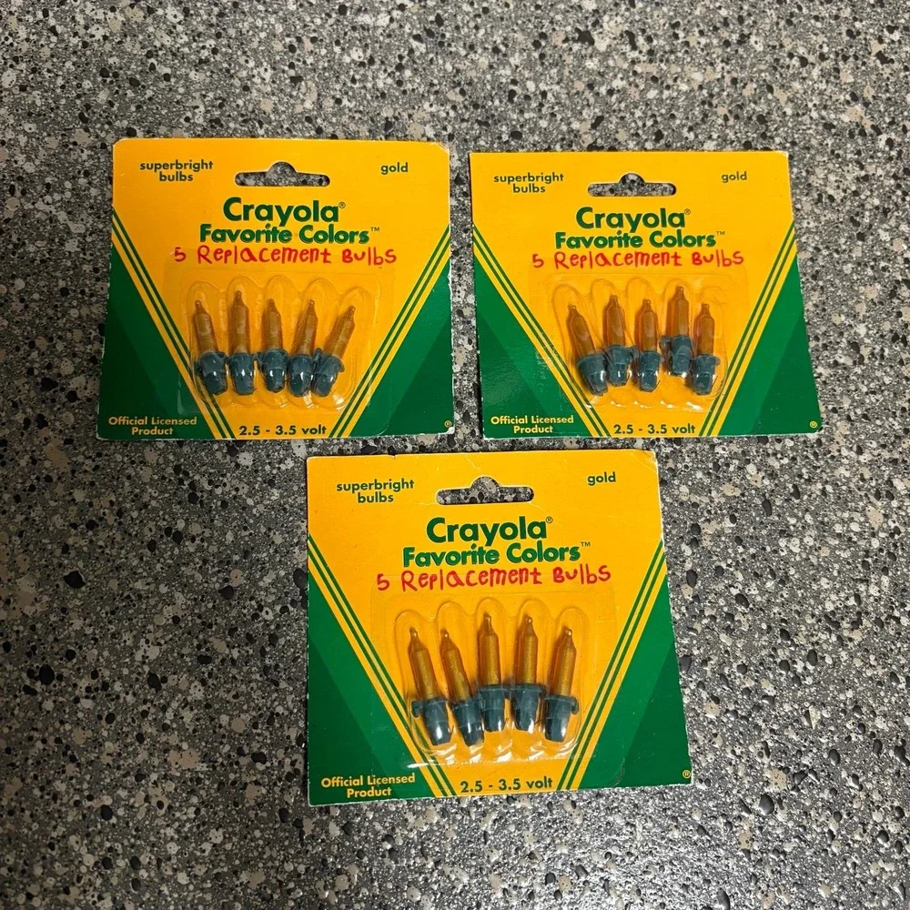 Vintage 1996 Crayola Christmas Light Replacement Light Bulbs Gold Turquoise Blue